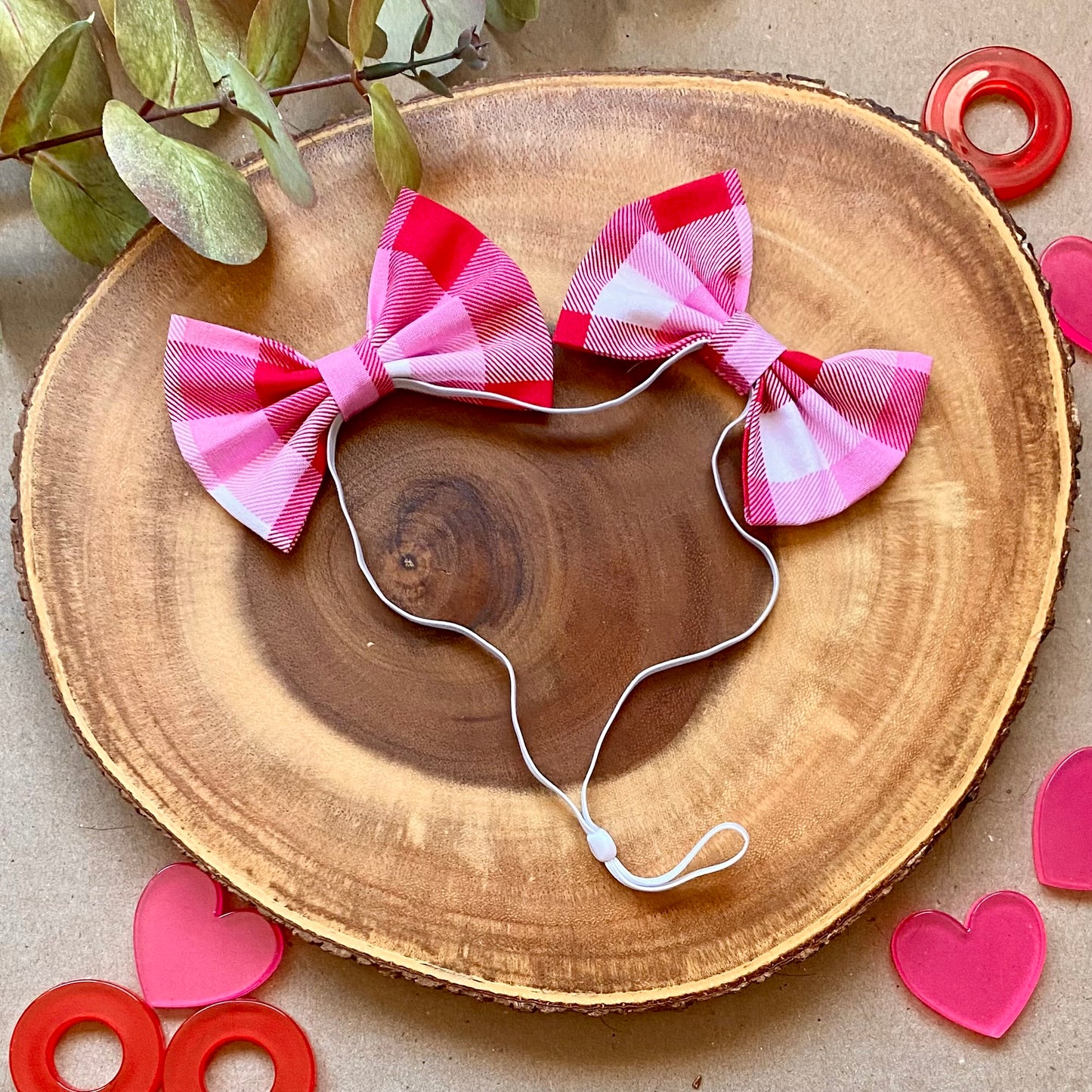 Pink & Red Plaid Double Bows