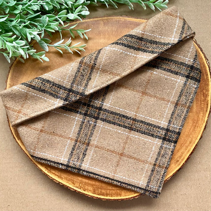 Neutral Plaid Dog Bandana