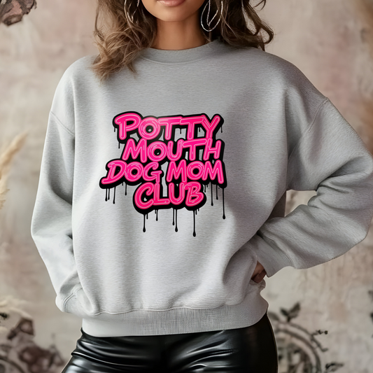 Neon Potty Mouth Dog Mom Club Crewneck