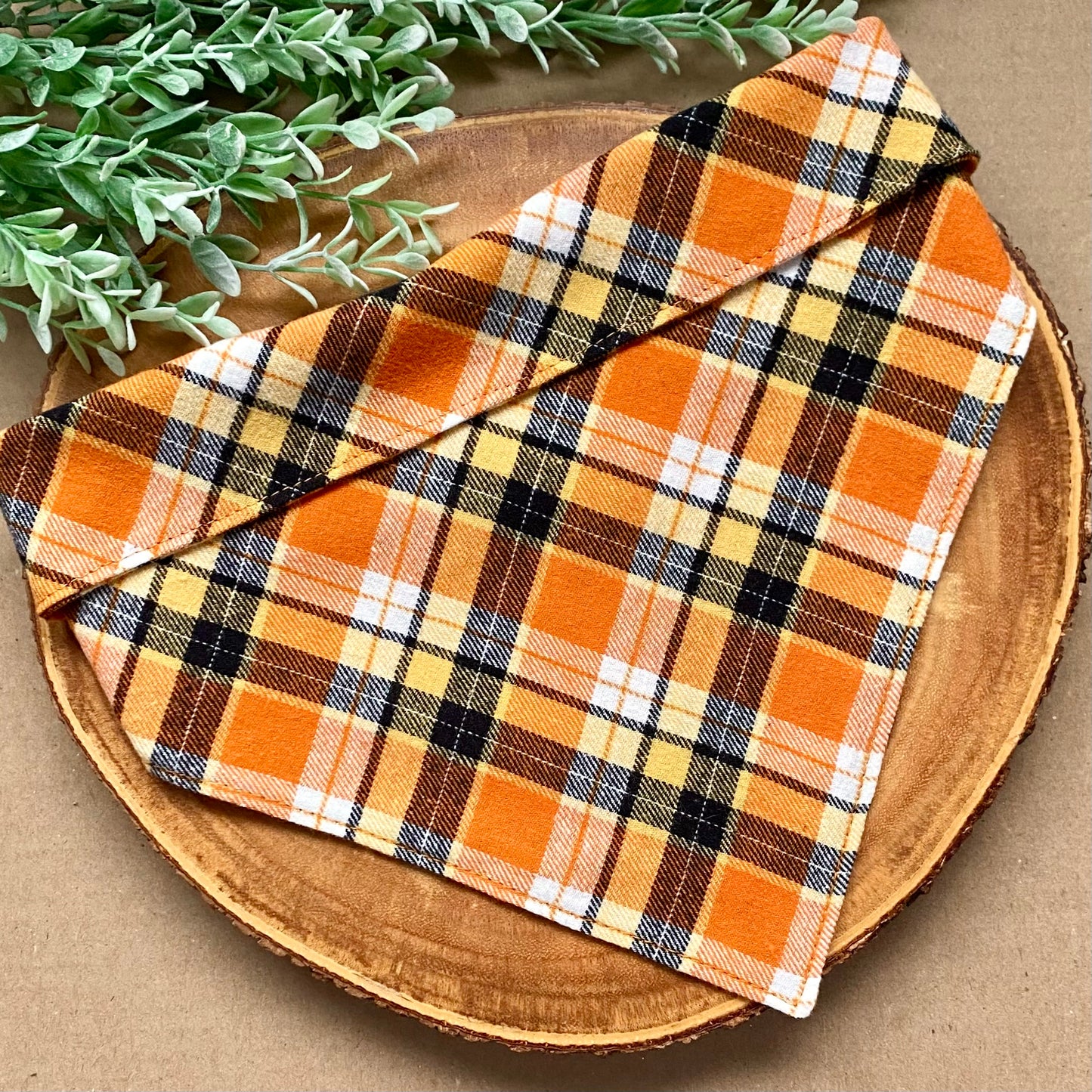 Orange Plaid Dog Bandana - Bully Love Boutique