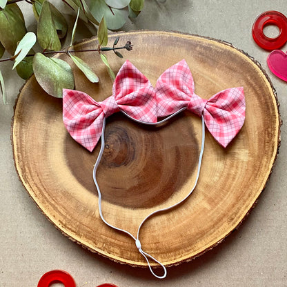 Pink Plaid Double Bows