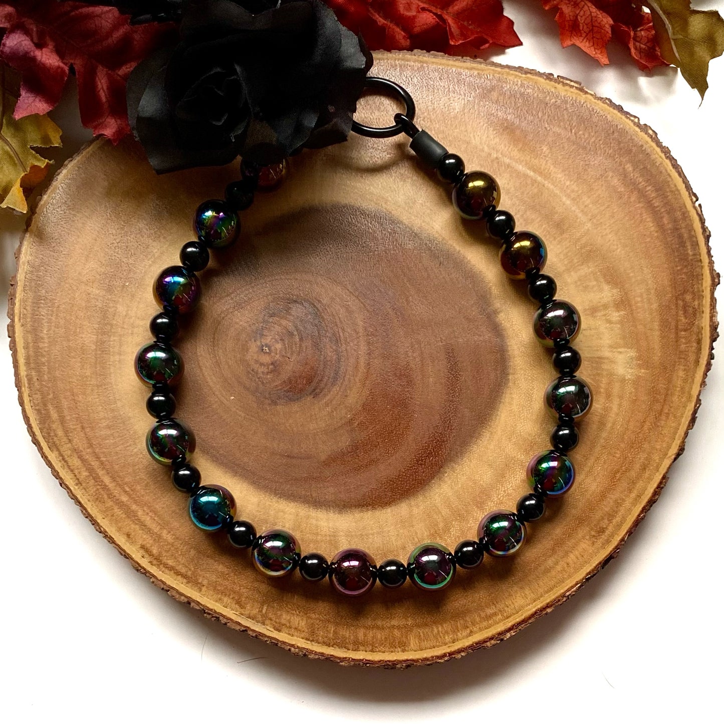 Black Lava Beaded Collar