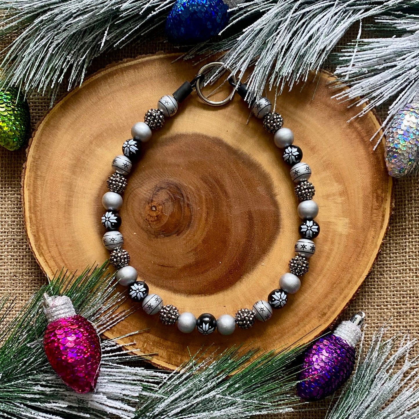 Classy Christmas Beaded Dog Collar