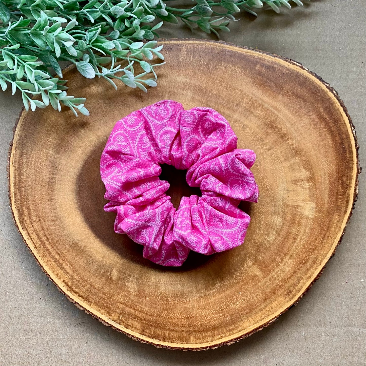 Pink Paisley Cotton Scrunchie