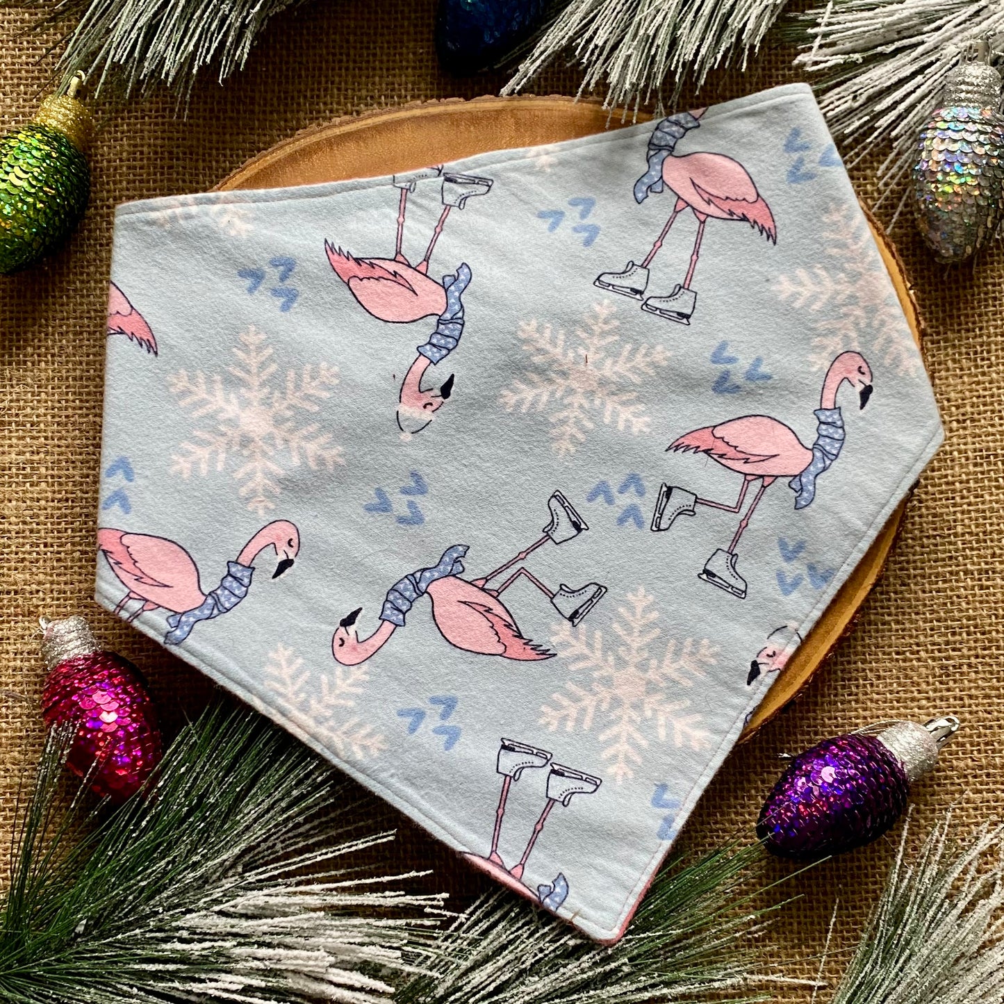 Winter Flammingo Dog Bandana