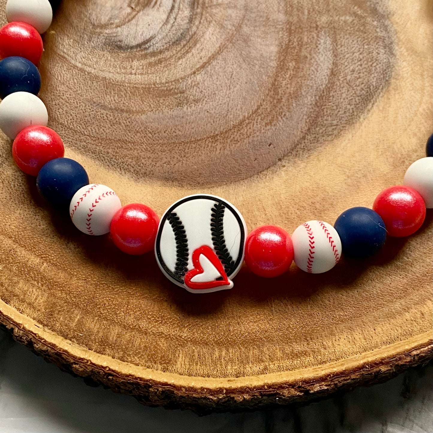 Red Sox Inspired Baseball Beaded Collar