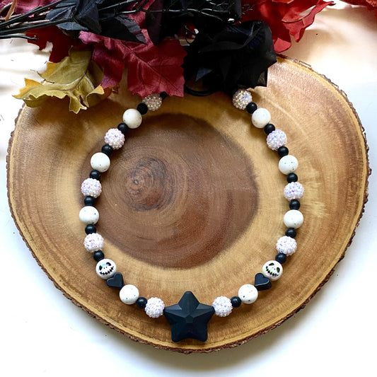 Black & White Nightmare Beaded Collar