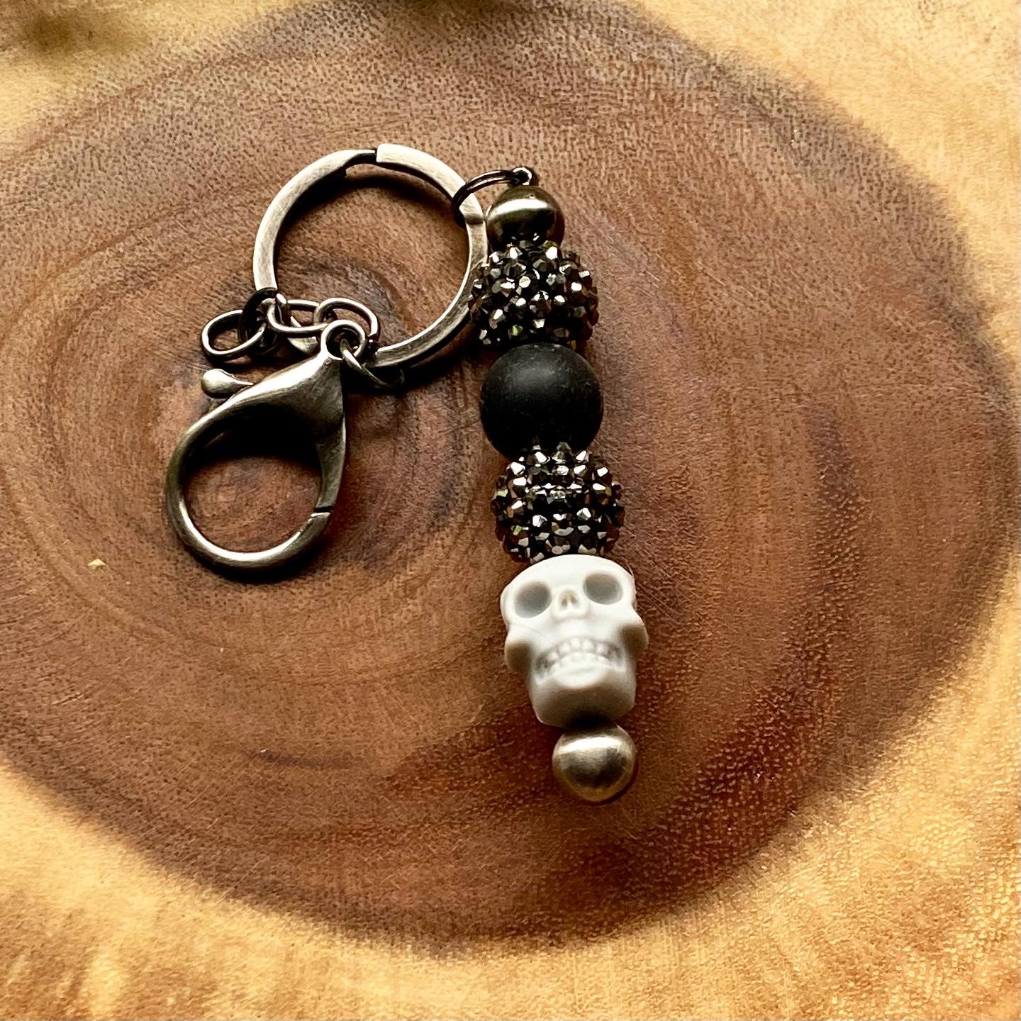 Sparkle Skull Beaded Keychain